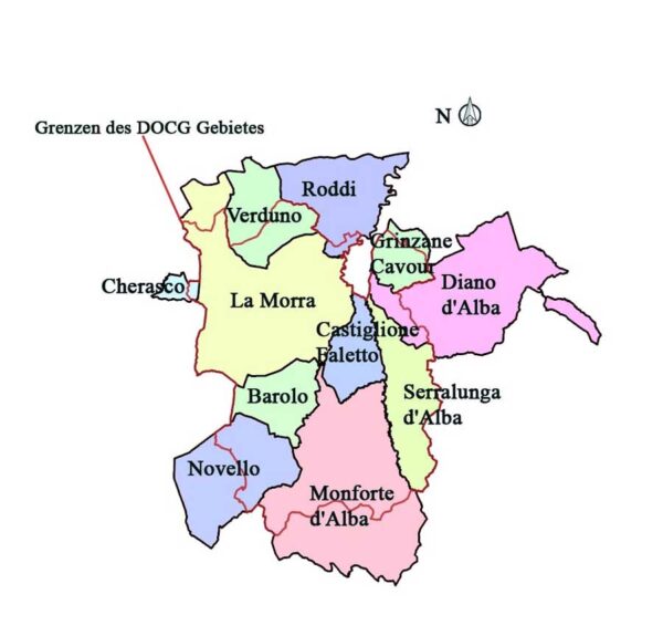 Karte der DOCG Barolo